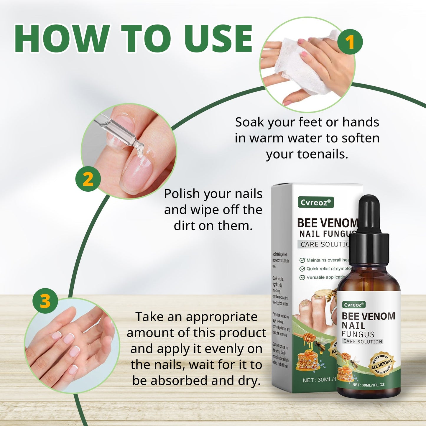 Cvreoz® Bee Venom Nail fungus care solution ：Natural Formula for Toenail & Fingernail Care