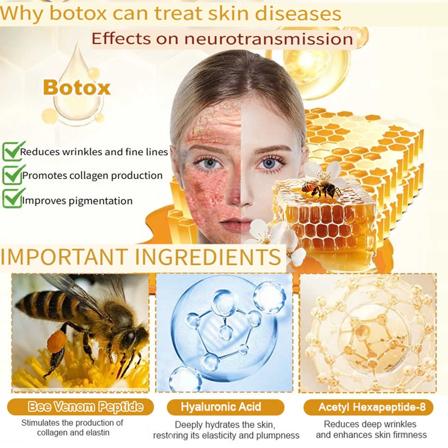 Dobshow® Diamond Bee Venom Multi-Perfection Cream - Dermatologically tested and recommended by dermatologists. Effective help for stubborn warts, skin lumps, lesions, infections and scars. (Extra large Size 50g > 114g)