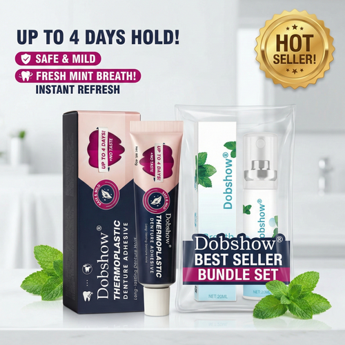 🔥SPECIAL OFFER🔥 Dobshow® Thermoplastic Denture Adhesive x12Pcs - Bundle Set 🌿FREE Breath Freshener Spray🌿