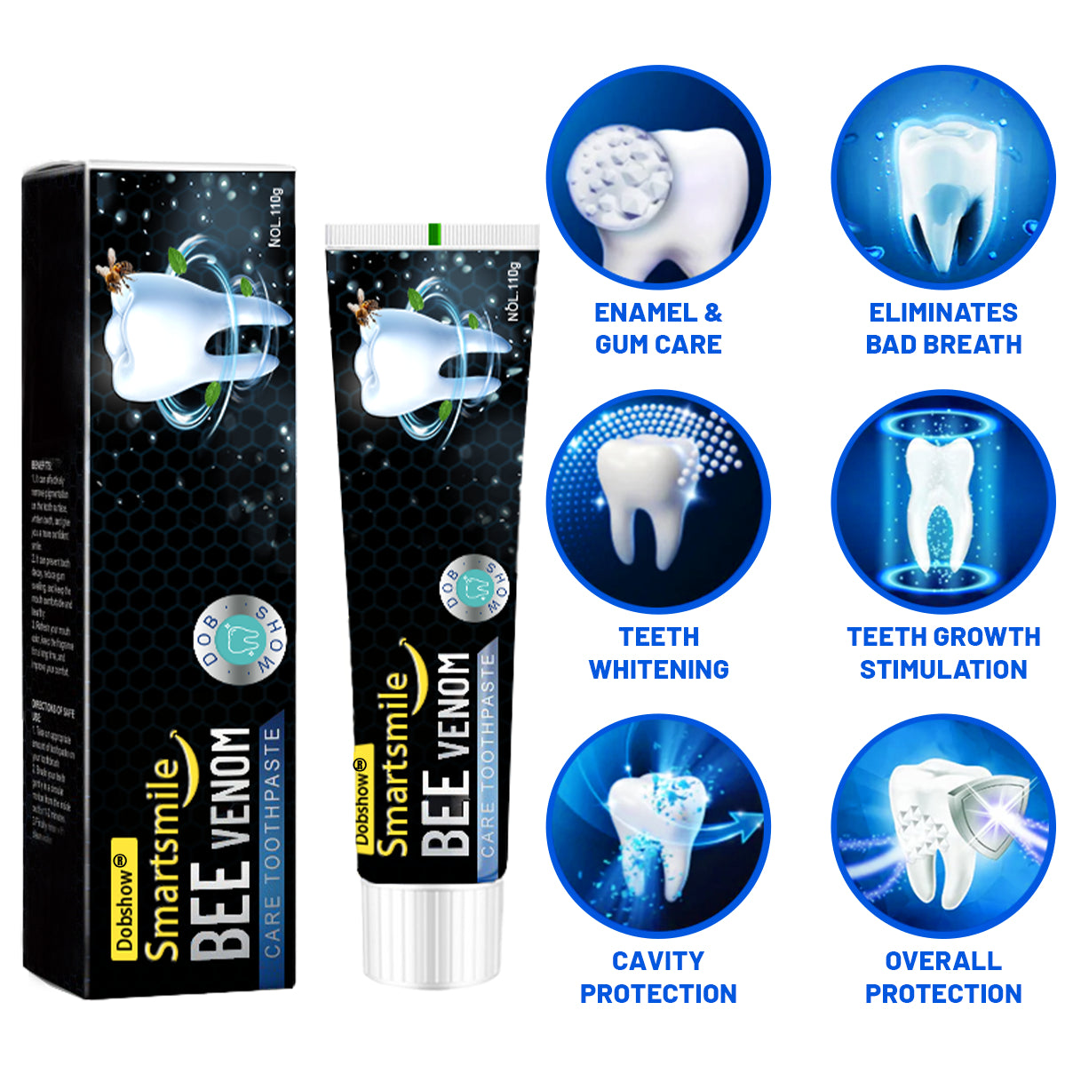 🦷 Dobshow® SmartSmile Bee Venom Whitening & Repairing Toothpaste